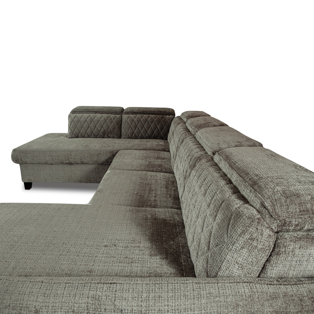 Coltar U Extensibil Tiago, Stanga, 6 Locuri, Tetiere Reglabile, Maro Cremona, 330 Cm