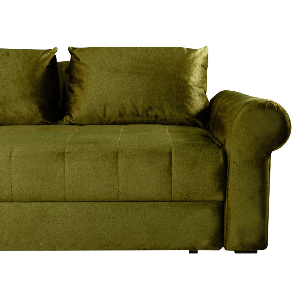 Coltar Extensibil Stanga Trendy, 5 Locuri, Lada Depozitare, Verde, 275 Cm