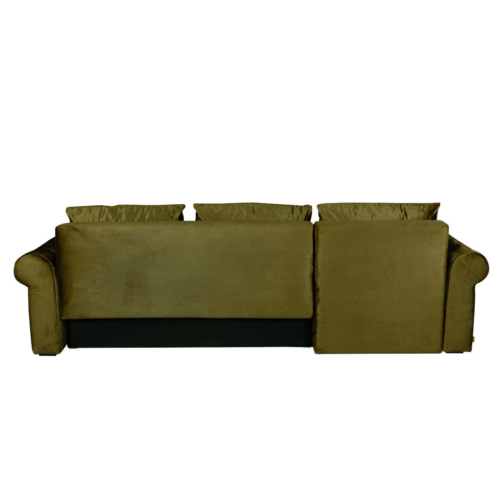 Coltar Extensibil Stanga Trendy, 5 Locuri, Lada Depozitare, Verde, 275 Cm