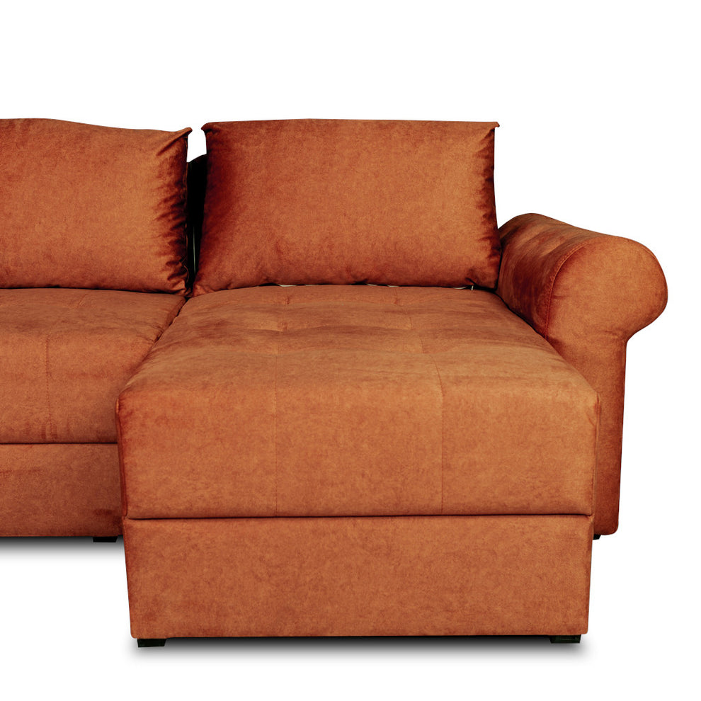 Coltar Extensibil Dreapta Trendy, 5 Locuri, Lada Depozitare, Terracotta, 275 Cm