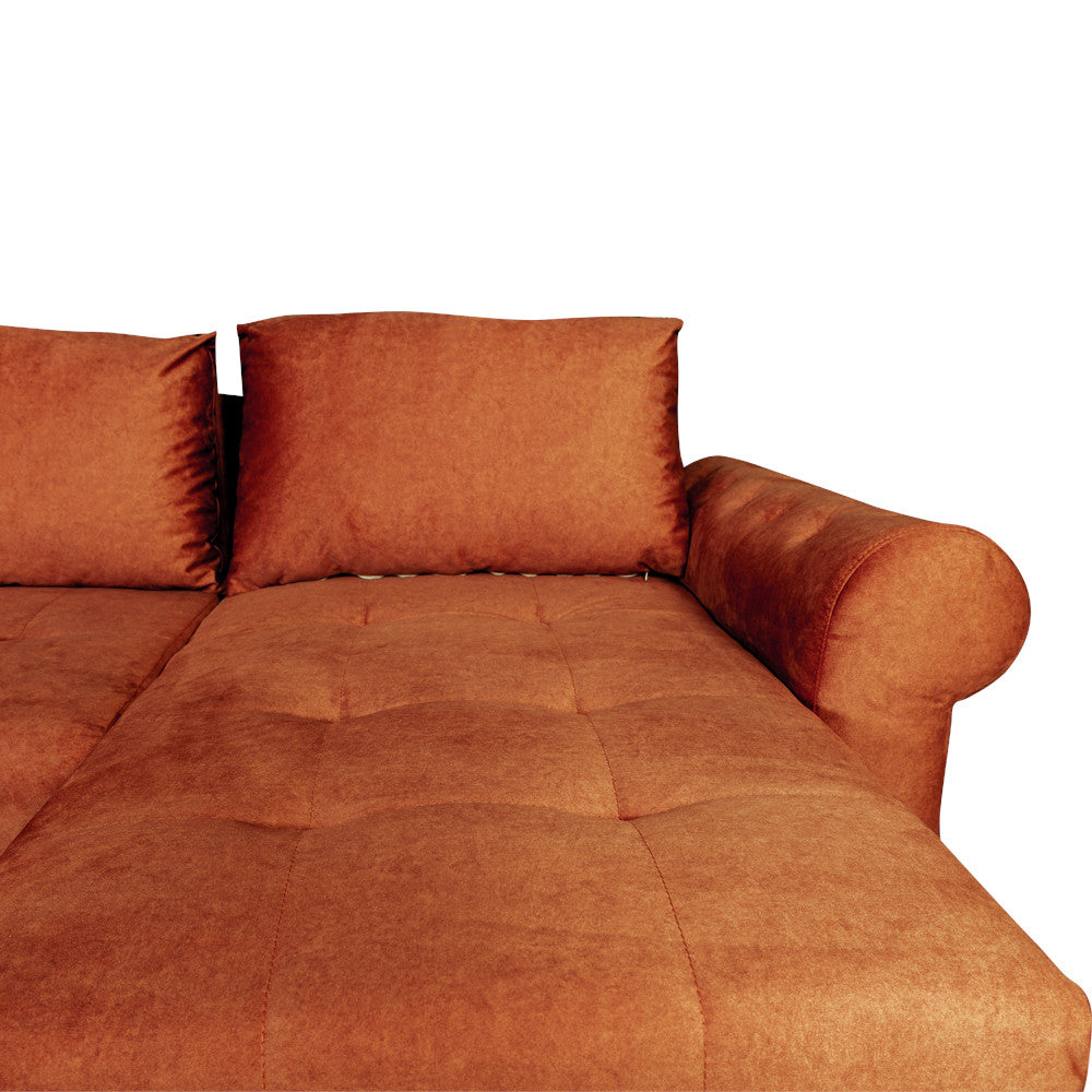 Coltar Extensibil Dreapta Trendy, 5 Locuri, Lada Depozitare, Terracotta, 275 Cm