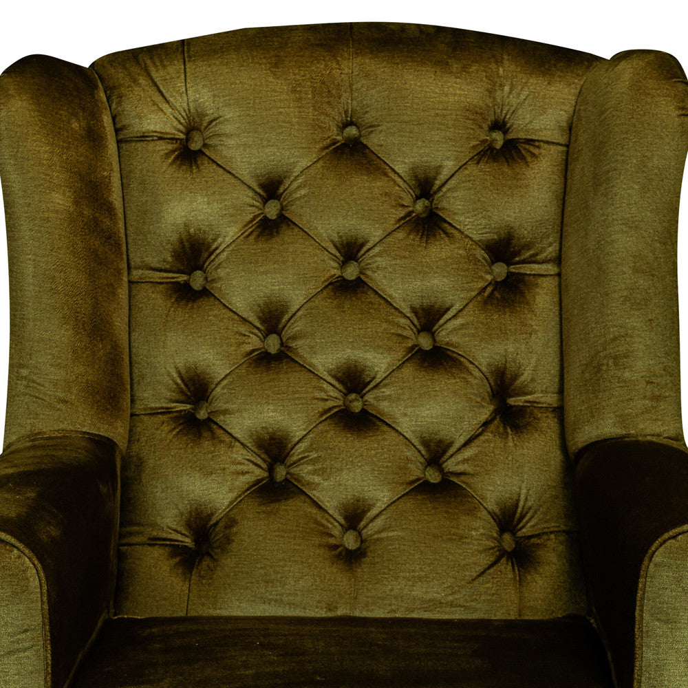 Fotoliu Chandler Capitonat, Verde Si Colonial, 84 Cm