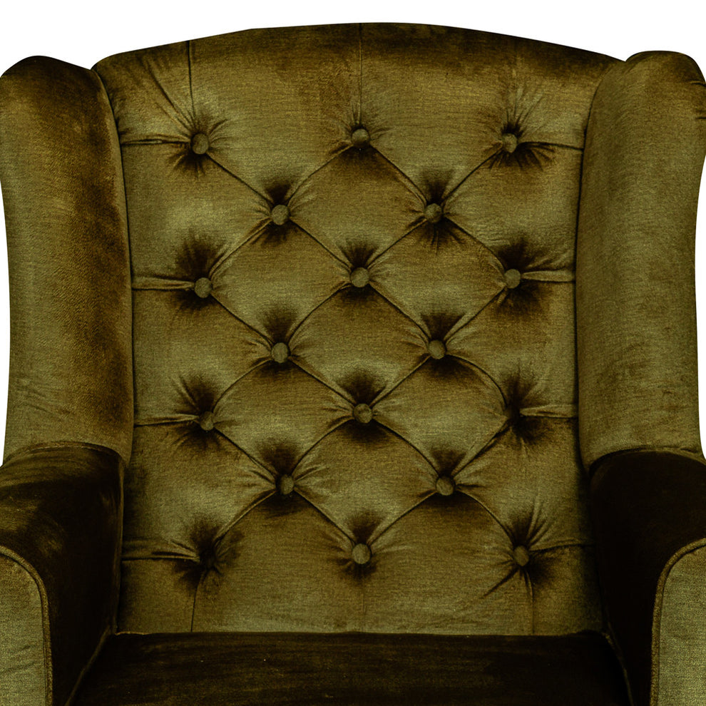 Fotoliu Chandler Capitonat, Verde Si Colonial, 84 Cm