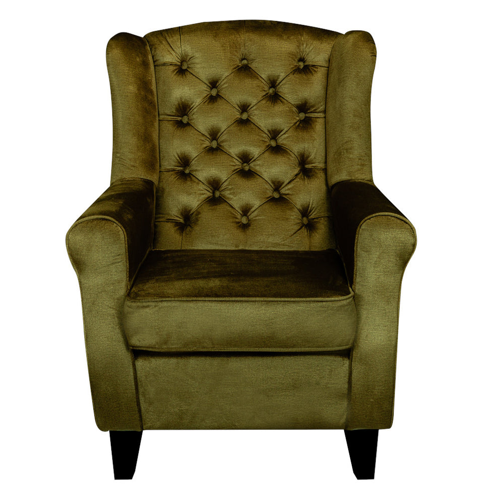 Fotoliu Chandler Capitonat, Verde Si Colonial, 84 Cm