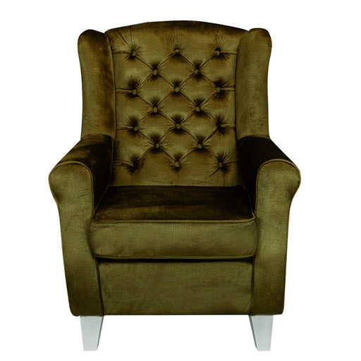 Fotoliu Chandler Capitonat, Verde Si Alb, 84 Cm