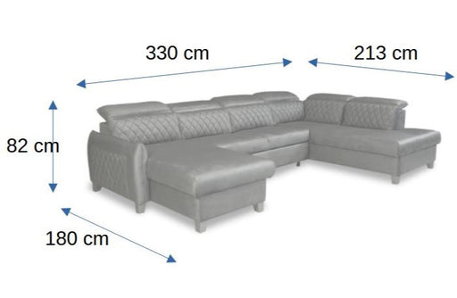 Coltar U Extensibil Tiago, Dreapta, 6 Locuri, Tetiere Reglabile, Verde Olive, 330 Cm