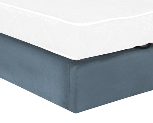 Pat Tapitat Ravel Junior, Dimensiune Saltea 90 x 200 Cm, Somiera Rabatabila Si Panou Dreapta, Albastru