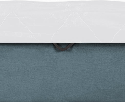 Pat Tapitat Ravel Junior, Dimensiune Saltea 90 x 200 Cm, Somiera Rabatabila Si Panou Dreapta, Albastru