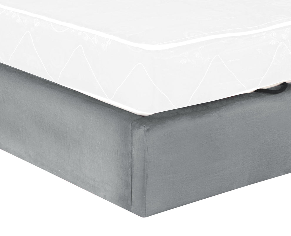 Pat Tapitat Ravel Junior Dimensiune Saltea 90 x 200 Cm, Cu Somiera Rabatabila Si Panou Dreapta, Gri