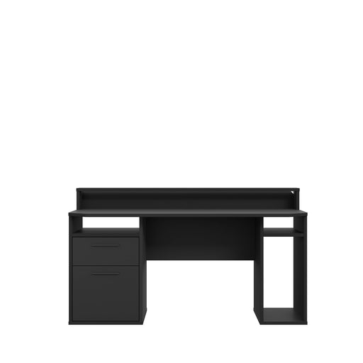 Birou Gaming Trezorio, LED RGB, Suport Casti Si Suport Bauturi, Negru Mat, 160 Cm