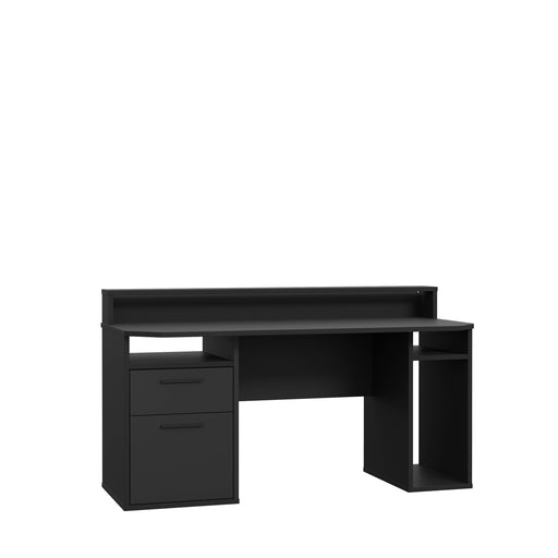 Birou Gaming Trezorio, LED RGB, Suport Casti Si Suport Bauturi, Negru Mat, 160 Cm