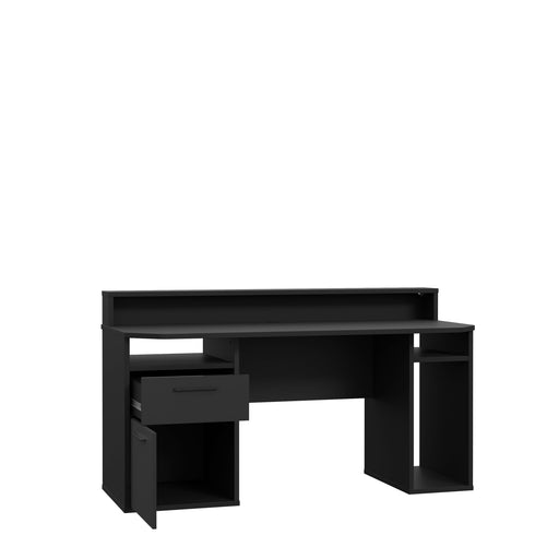 Birou Gaming Trezorio, LED RGB, Suport Casti Si Suport Bauturi, Negru Mat, 160 Cm