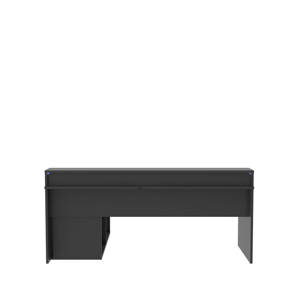 Birou Gaming Trezorio, LED RGB, Suport Casti Si Suport Bauturi, Negru Mat, 200 Cm
