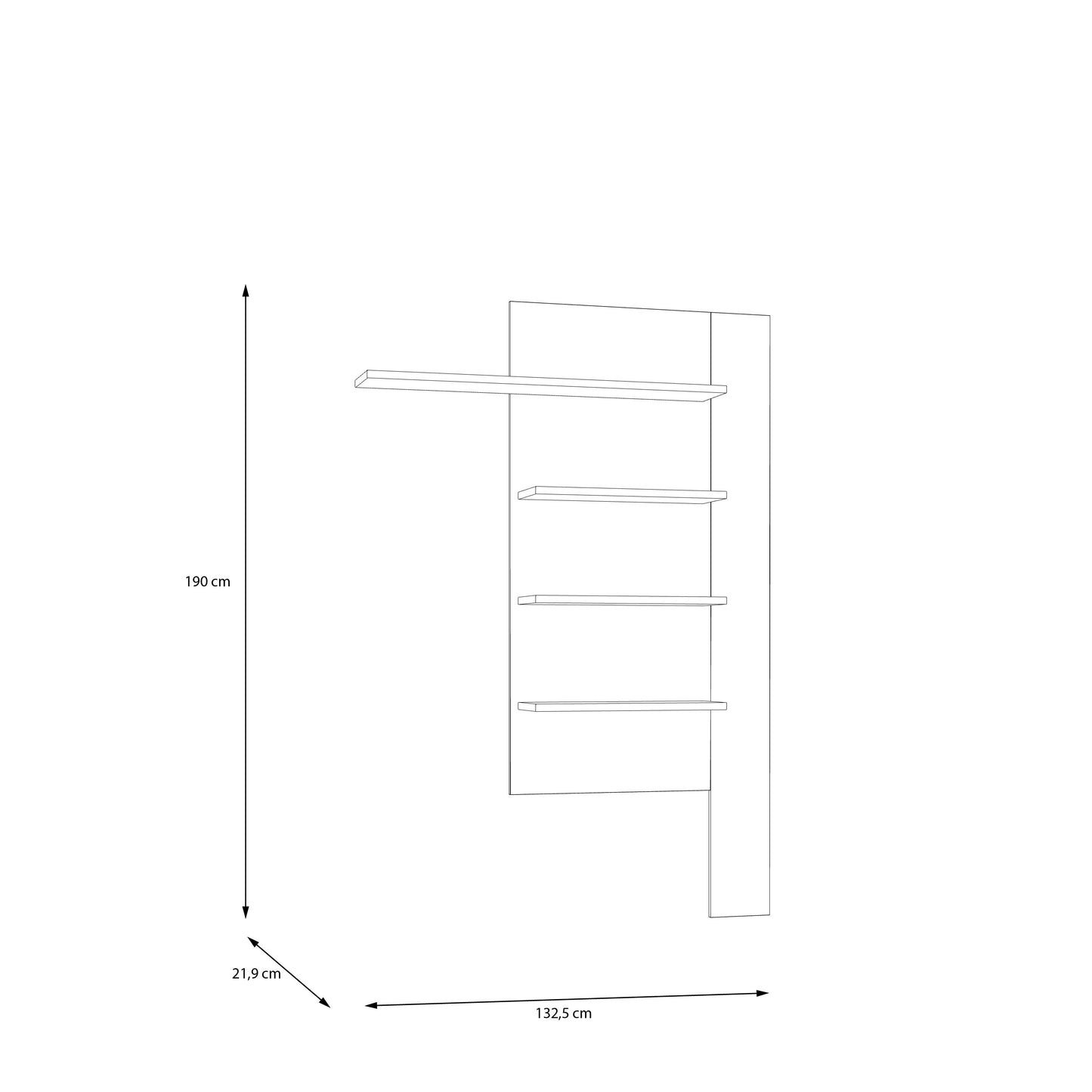 Raft Suspendat Bibliotheque, Terracotta Si Stejar Mauvella, 132. 5 Cm