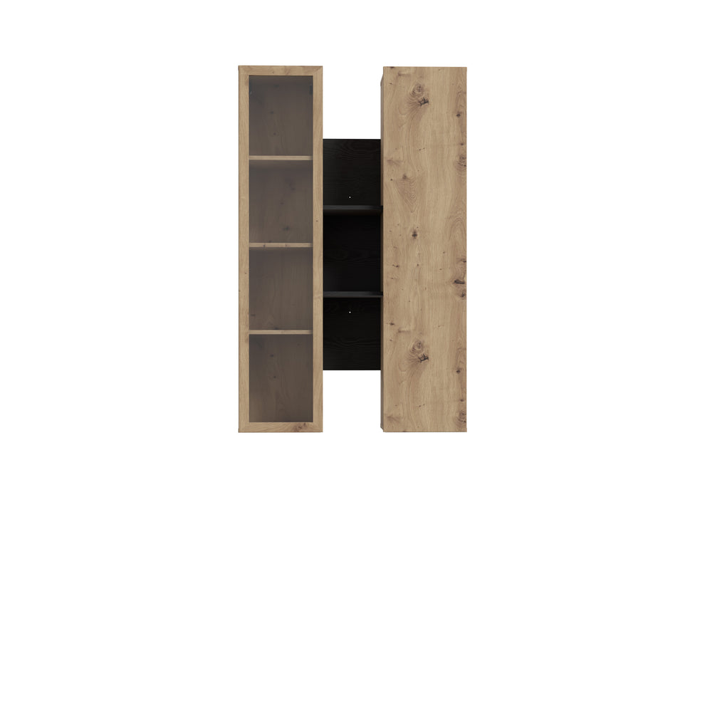 Vitrina Suspendata Bibliotheque, Usi soft close, stejar Cabezone si stejar Artisan, 84.2 Cm