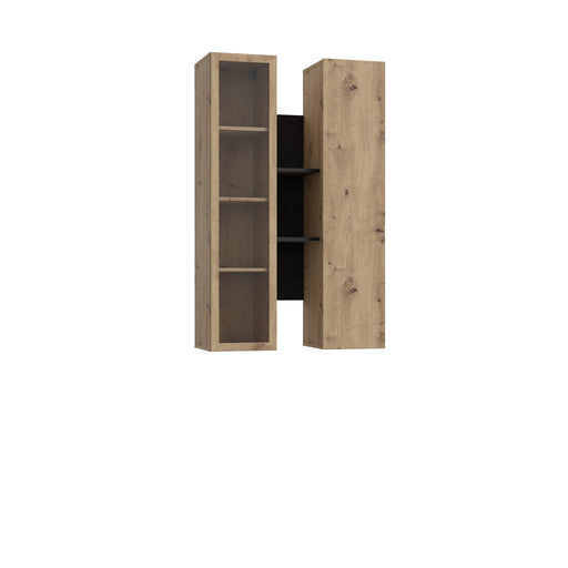 Vitrina Suspendata Bibliotheque, Usi soft close, stejar Cabezone si stejar Artisan, 84.2 Cm