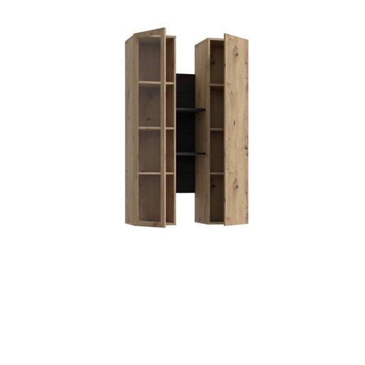 Vitrina Suspendata Bibliotheque, Usi soft close, stejar Cabezone si stejar Artisan, 84.2 Cm