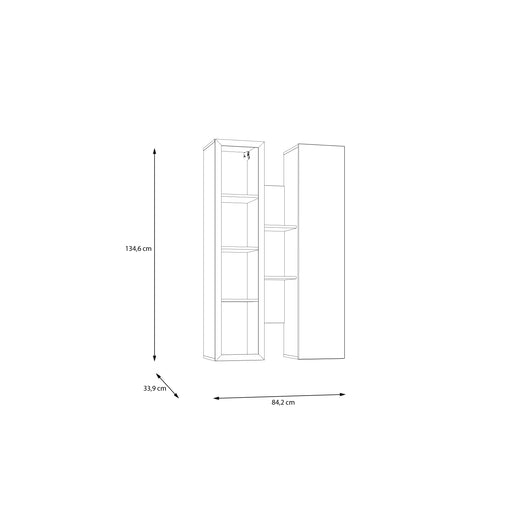 Vitrina Suspendata Bibliotheque, Usi soft close, stejar Cabezone si stejar Artisan, 84.2 Cm