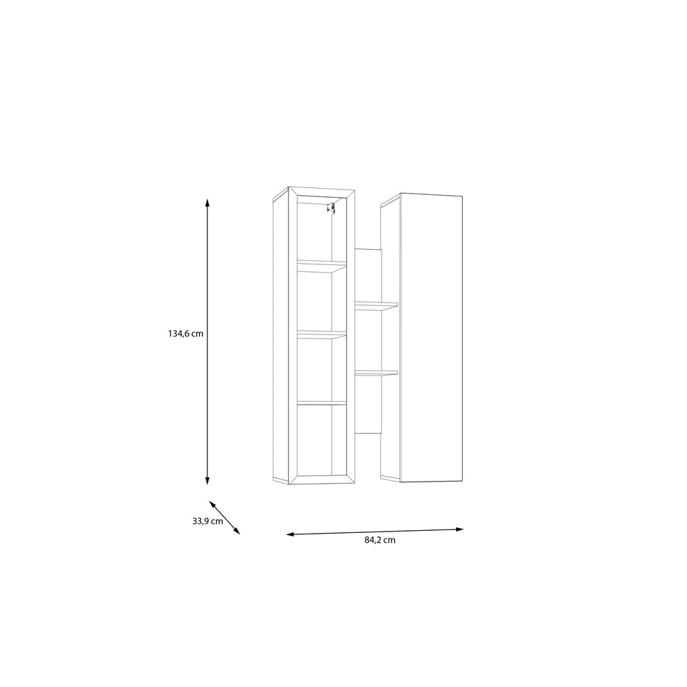 Vitrina Suspendata Bibliotheque, Usi soft close, stejar Cabezone si stejar Artisan, 84.2 Cm