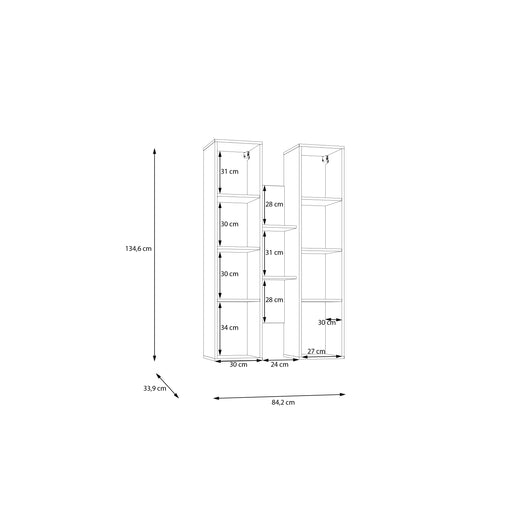 Vitrina Suspendata Bibliotheque, usi cu soft-close, Terracotta si stejar Mauvella, 84.2 Cm