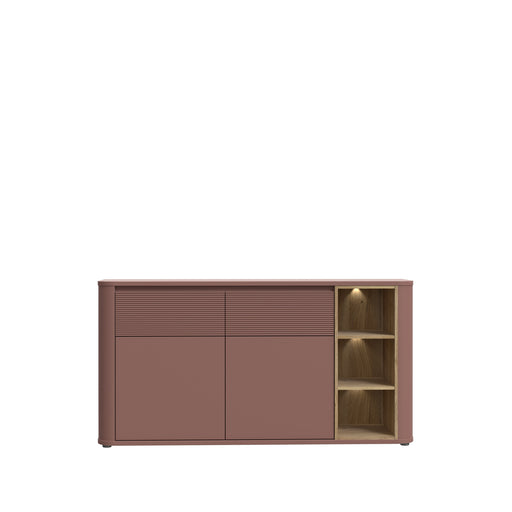 Bufet Cu 2 Usi Si 2 Sertare Bibliotheque , Terracotta si stejar Mauvella, 160 Cm