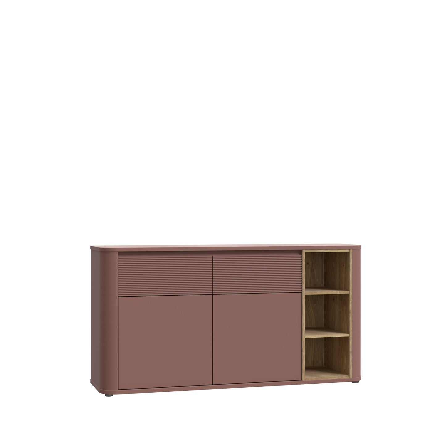 Bufet Cu 2 Usi Si 2 Sertare Bibliotheque , Terracotta si stejar Mauvella, 160 Cm