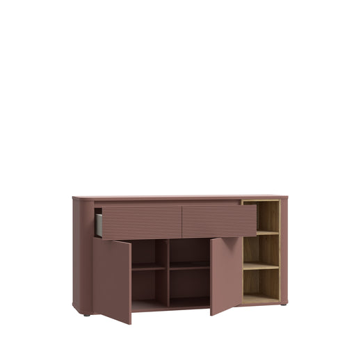 Bufet Cu 2 Usi Si 2 Sertare Bibliotheque , Terracotta si stejar Mauvella, 160 Cm