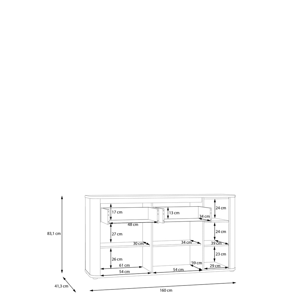 Bufet Cu 2 Usi Si 2 Sertare Bibliotheque , Terracotta si stejar Mauvella, 160 Cm