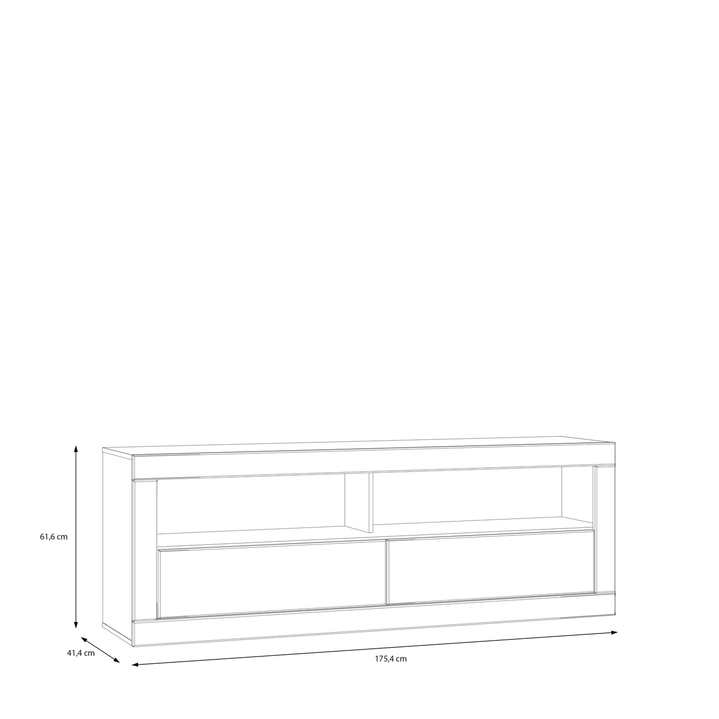 Comoda Tv Mica Lufkira, Sertare cu push-open, Alb Si Stejar Mauvella, 175. 4 Cm
