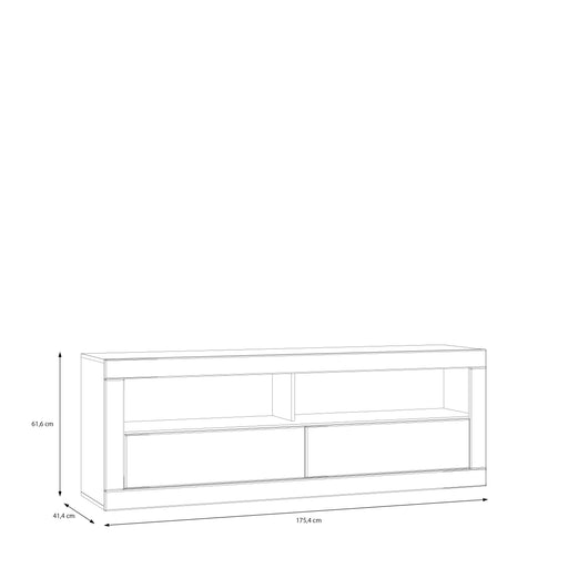 Comoda Tv Mica Lufkira, Sertare cu push-open, Alb Si Stejar Mauvella, 175. 4 Cm