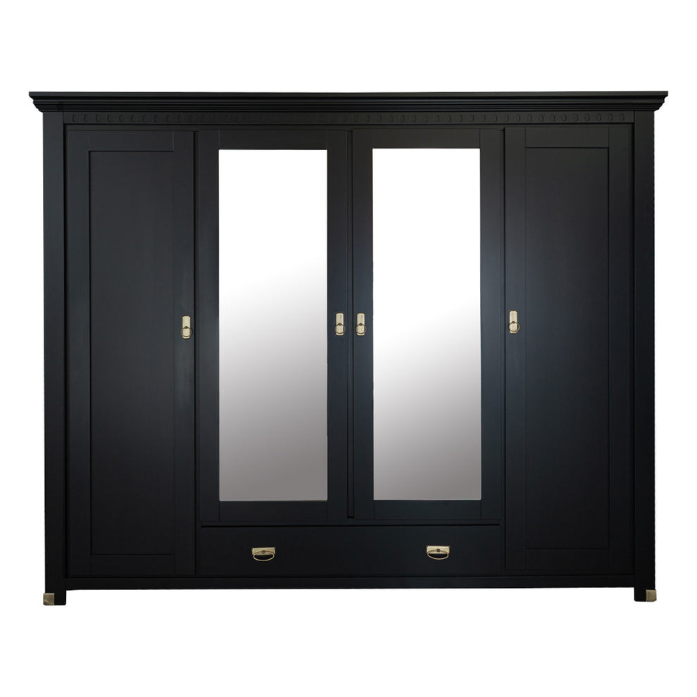 Dulap 4 Usi si 1 Sertar Saint Tropez, Vopsit Negru, 250 Cm