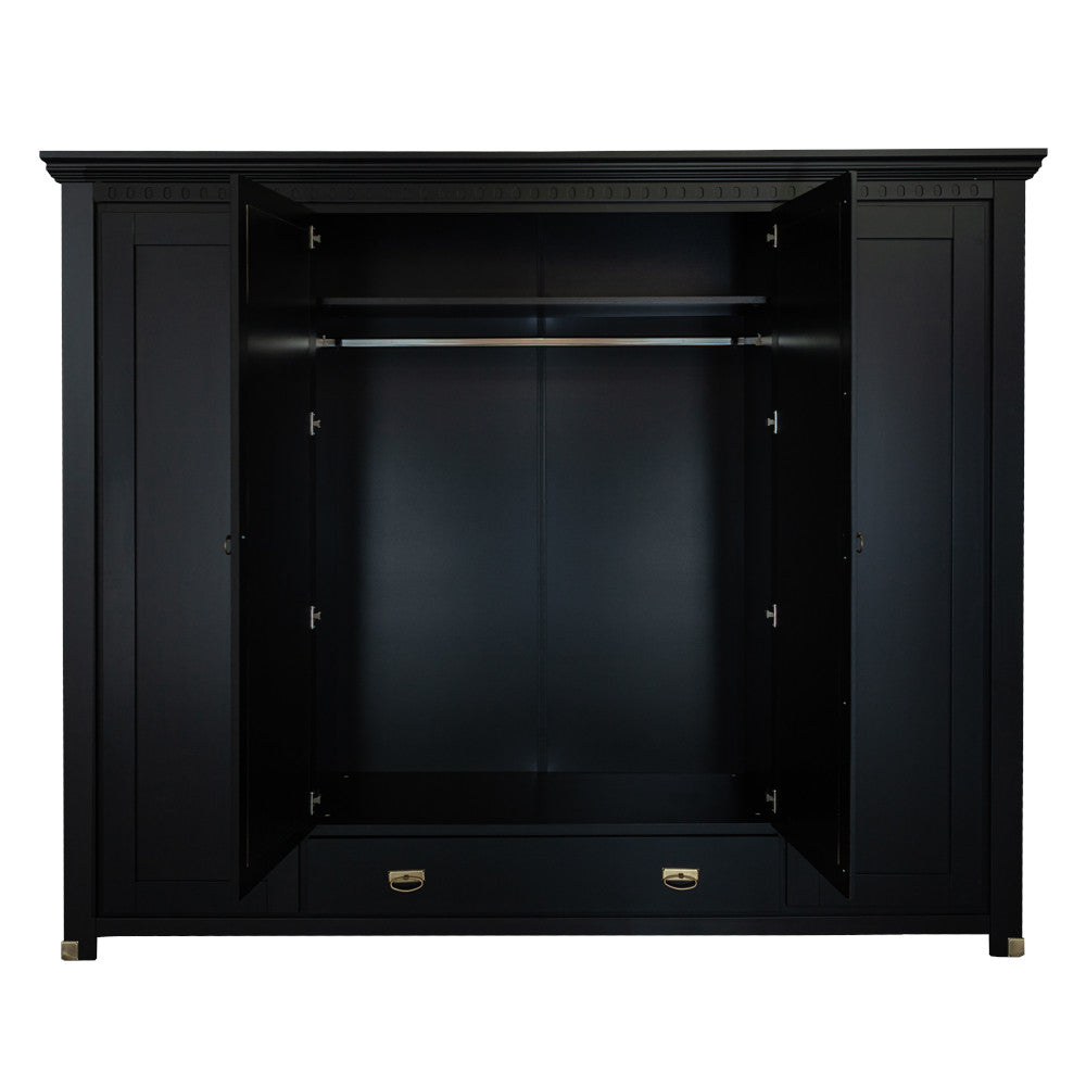 Dulap 4 Usi si 1 Sertar Saint Tropez, Vopsit Negru, 250 Cm