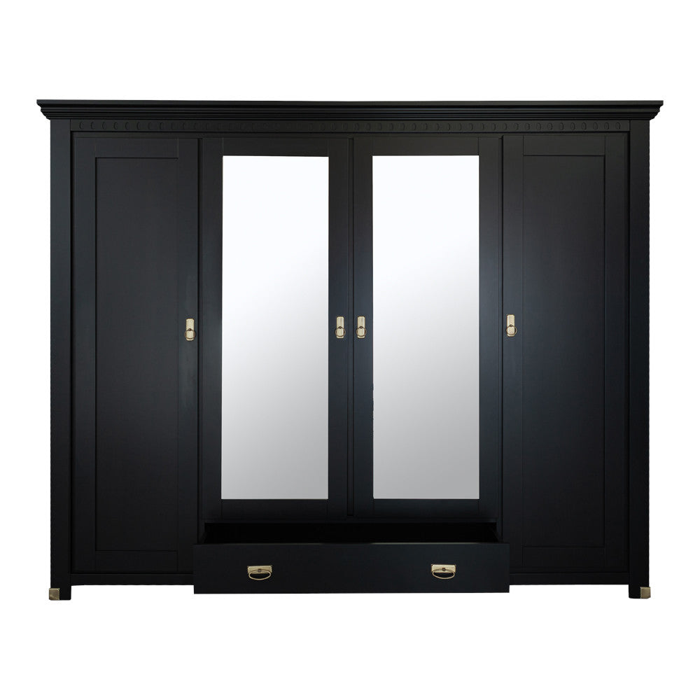 Dulap 4 Usi si 1 Sertar Saint Tropez, Vopsit Negru, 250 Cm