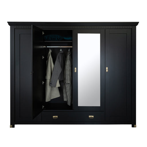 Dulap 4 Usi si 1 Sertar Saint Tropez, Vopsit Negru, 250 Cm