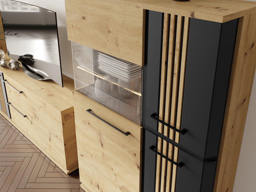Set Living Milano Stejar Artisan Si Negru