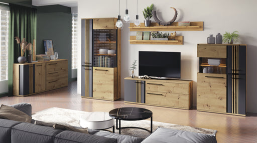Set Living Milano Stejar Artisan Si Negru
