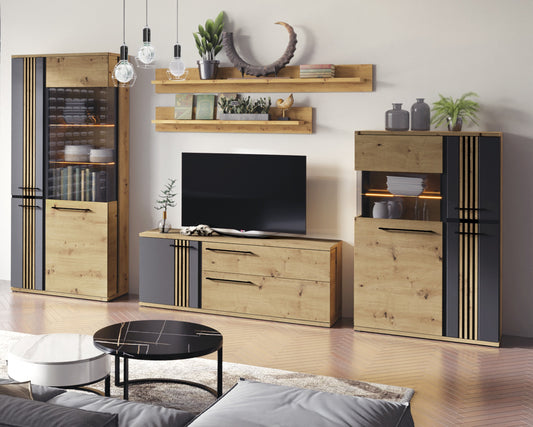 Set Living Milano Stejar Artisan Si Negru
