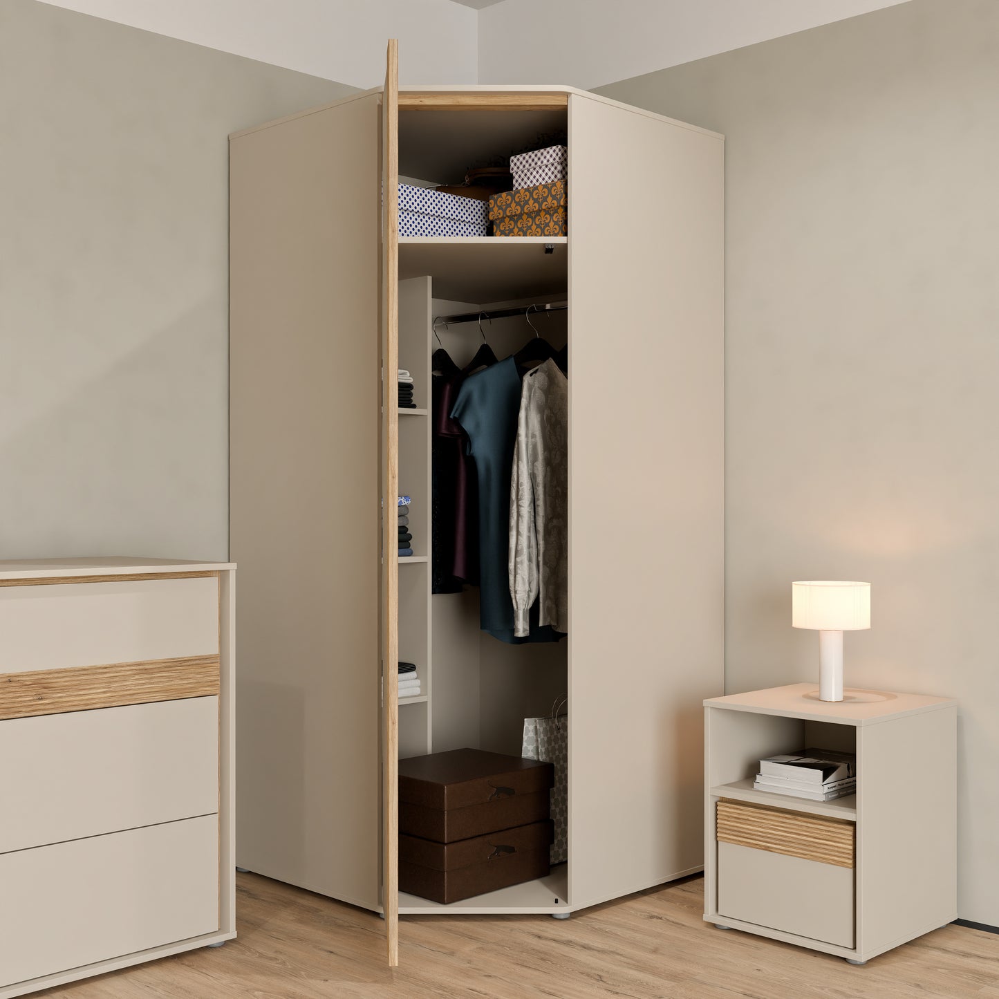 Comoda Waxala, Stejar Mauvella Si Nisip, 96.3 Cm