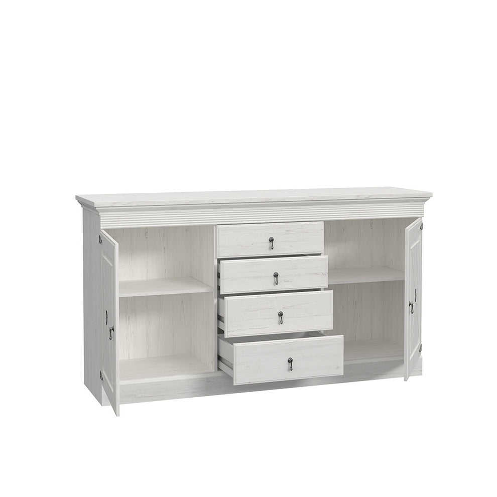 Bufet Cu 2 Usi Si 4 Sertare Encanto, Pin Alb, 171.3 Cm