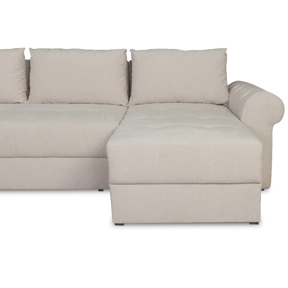 Coltar Extensibil Dreapta Trendy, 5 Locuri, Lada Depozitare, Wind 5, Crem, 275 Cm