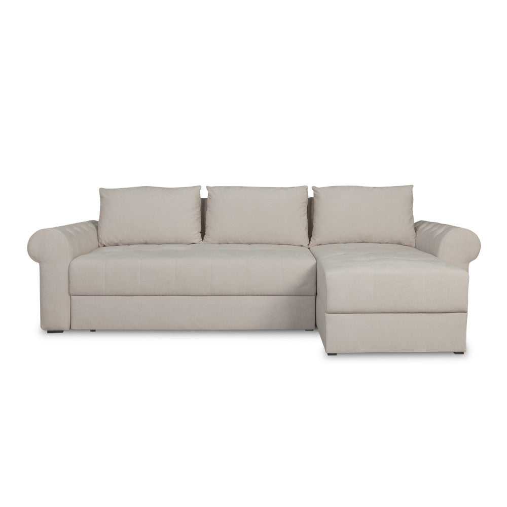 Coltar Extensibil Dreapta Trendy, 5 Locuri, Lada Depozitare, Wind 5, Crem, 275 Cm
