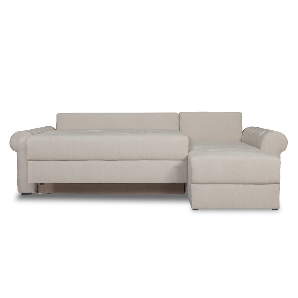 Coltar Extensibil Dreapta Trendy, 5 Locuri, Lada Depozitare, Wind 5, Crem, 275 Cm