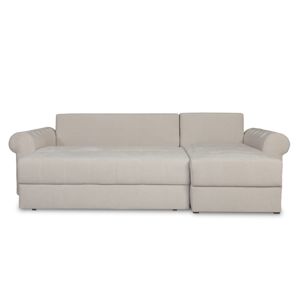 Coltar Extensibil Dreapta Trendy, 5 Locuri, Lada Depozitare, Wind 5, Crem, 275 Cm