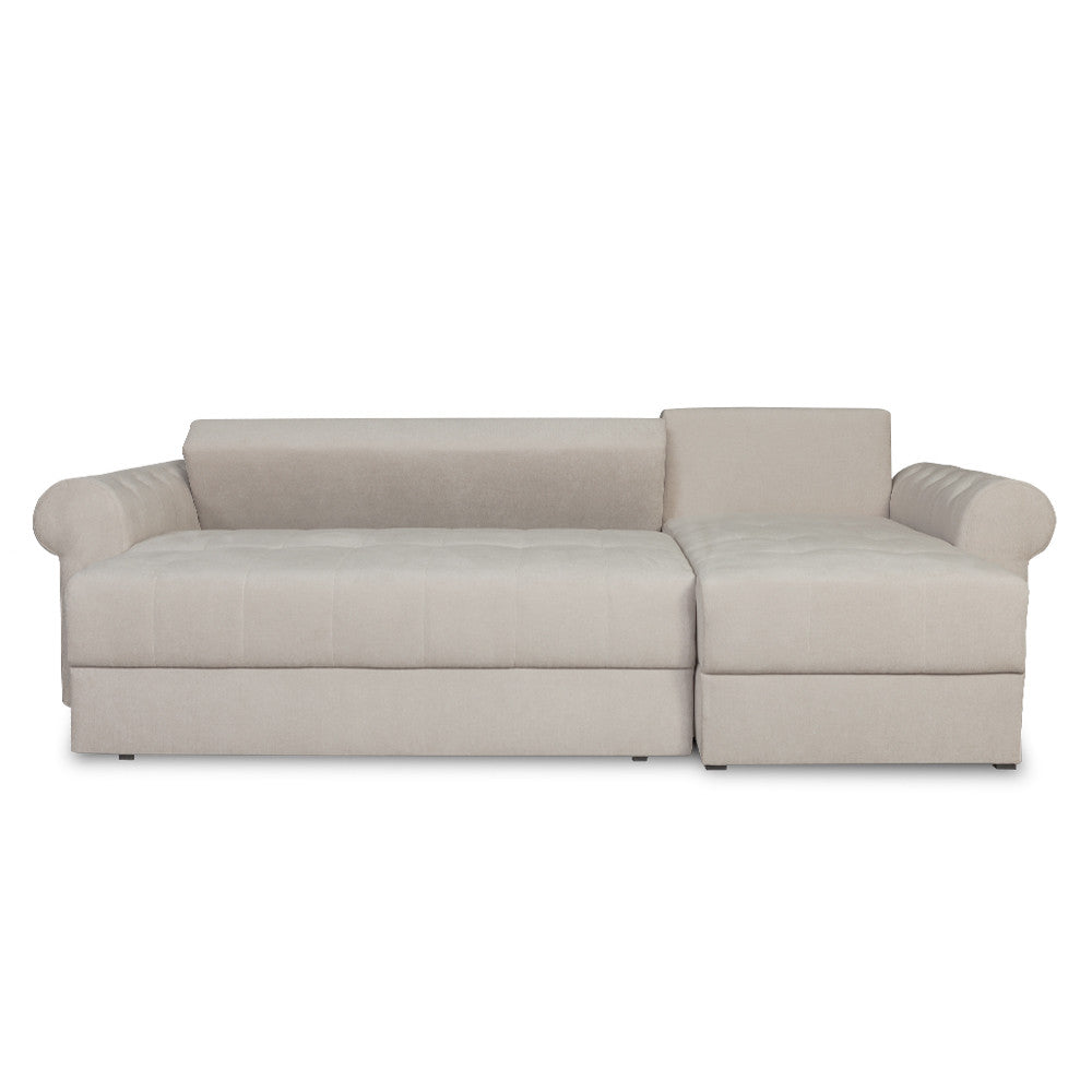 Coltar Extensibil Dreapta Trendy, 5 Locuri, Lada Depozitare, Wind 5, Crem, 275 Cm