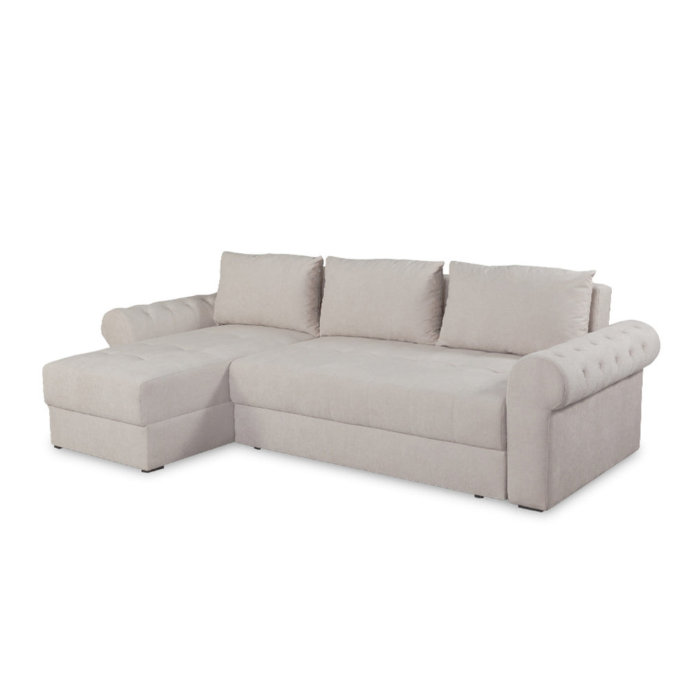 Coltar Extensibil Stanga Trendy, 5 Locuri, Lada Depozitare, Crem, Wind 5, 275 Cm