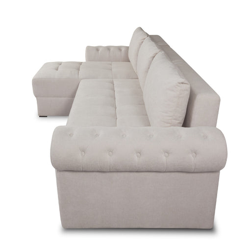 Coltar Extensibil Stanga Trendy, 5 Locuri, Lada Depozitare, Crem, Wind 5, 275 Cm