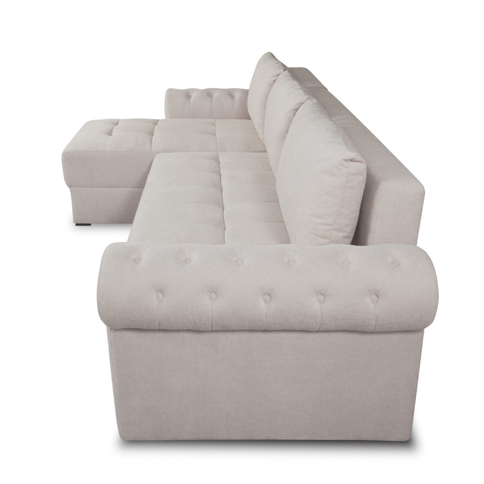 Coltar Extensibil Stanga Trendy, 5 Locuri, Lada Depozitare, Crem, Wind 5, 275 Cm