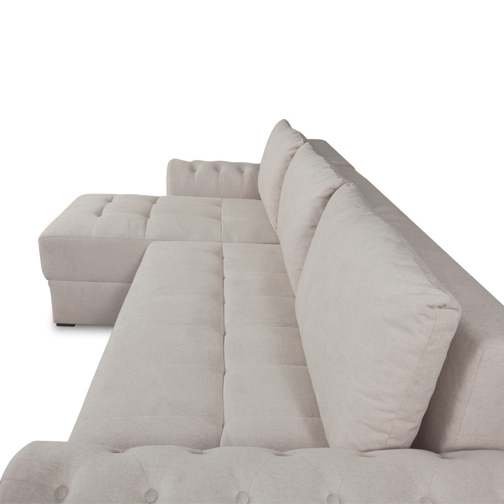 Coltar Extensibil Stanga Trendy, 5 Locuri, Lada Depozitare, Crem, Wind 5, 275 Cm