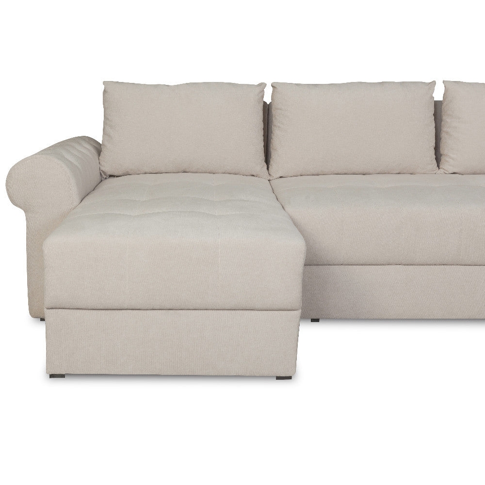Coltar Extensibil Stanga Trendy, 5 Locuri, Lada Depozitare, Crem, Wind 5, 275 Cm