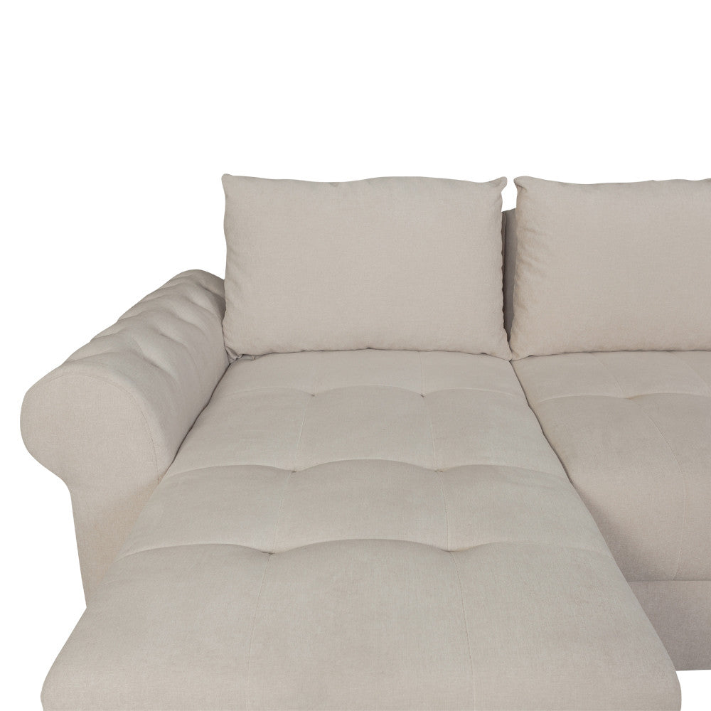 Coltar Extensibil Stanga Trendy, 5 Locuri, Lada Depozitare, Crem, Wind 5, 275 Cm